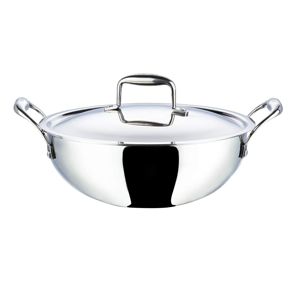 Vinod Stainless Steel Platinum Extra Deep Kadai 26cm 4.1 Liter