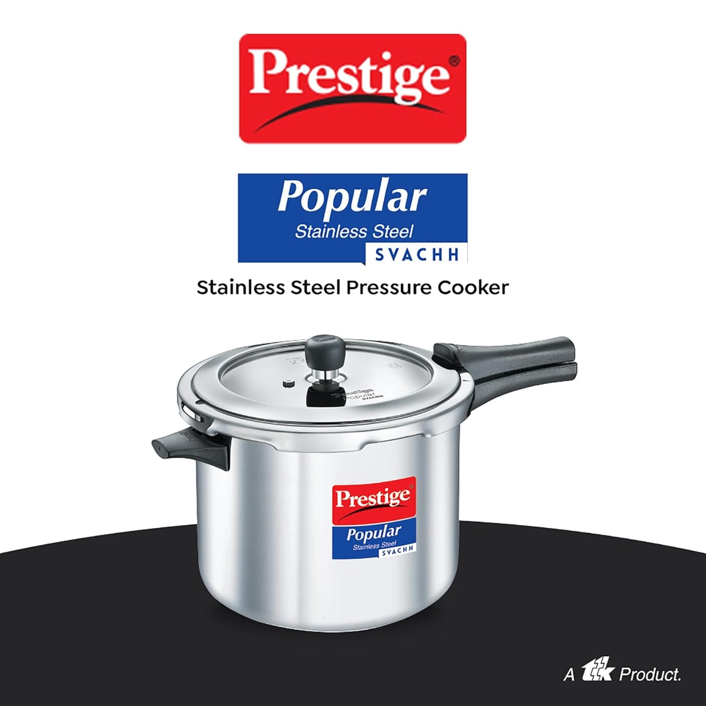 Prestige Popular Svachh Spillage Control Stainless Steel Outer Lid Pressure Cooker Gas & Induction Compatible|5 Years Warranty|Silver