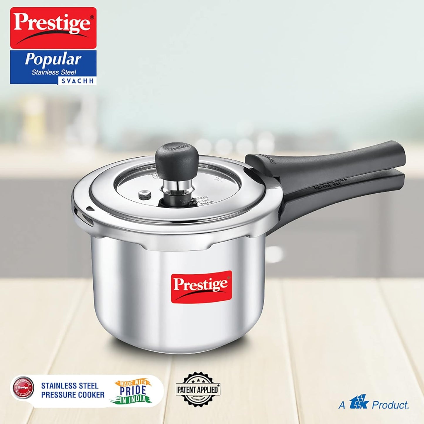 Prestige Popular Svachh Spillage Control Stainless Steel Outer Lid Pressure Cooker Gas & Induction Compatible|5 Years Warranty|Silver