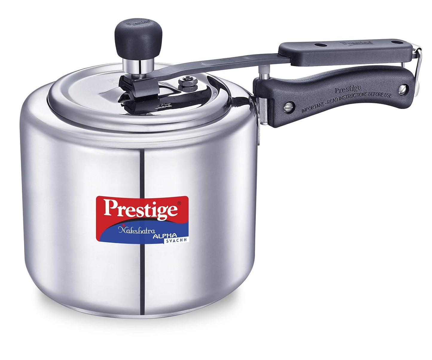 Prestige Svachh Nakshatra Alpha Straight Wall, With Deep Lid For Spillage Control (Silver, Inner Lid, Stainless Steel)