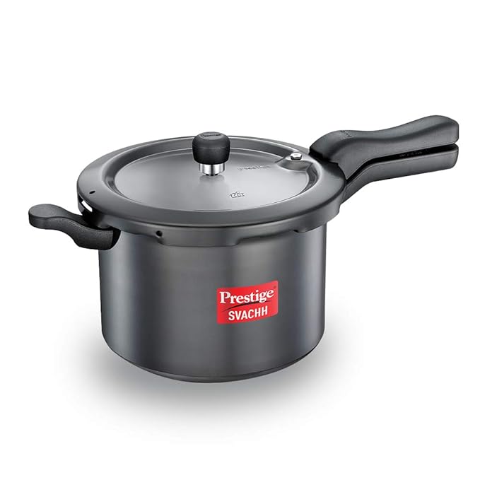 Prestige Svachh Outer Lid Pressure Cooker With Hard Anodized Aluminium Body (Black),