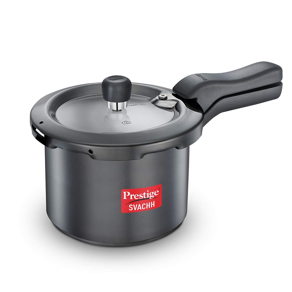 Prestige Svachh Outer Lid Pressure Cooker With Hard Anodized Aluminium Body (Black),