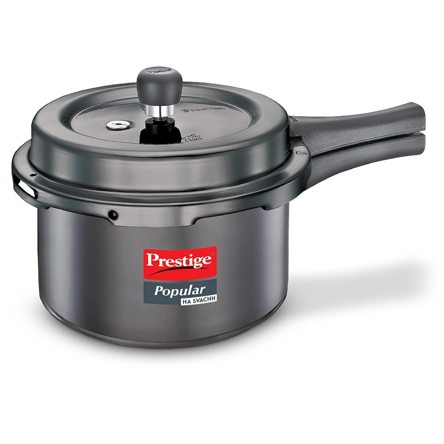 Prestige Popular Svachh Hard Anodised Pressure Cooker( Black, Deep Lid-Controls Spillage)