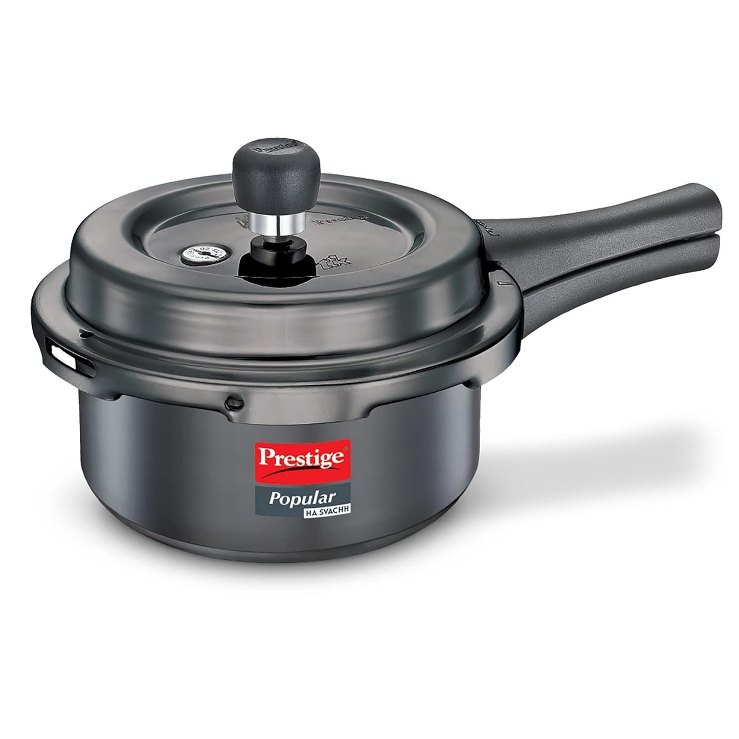 Prestige Popular Svachh Hard Anodised Pressure Cooker( Black, Deep Lid-Controls Spillage)