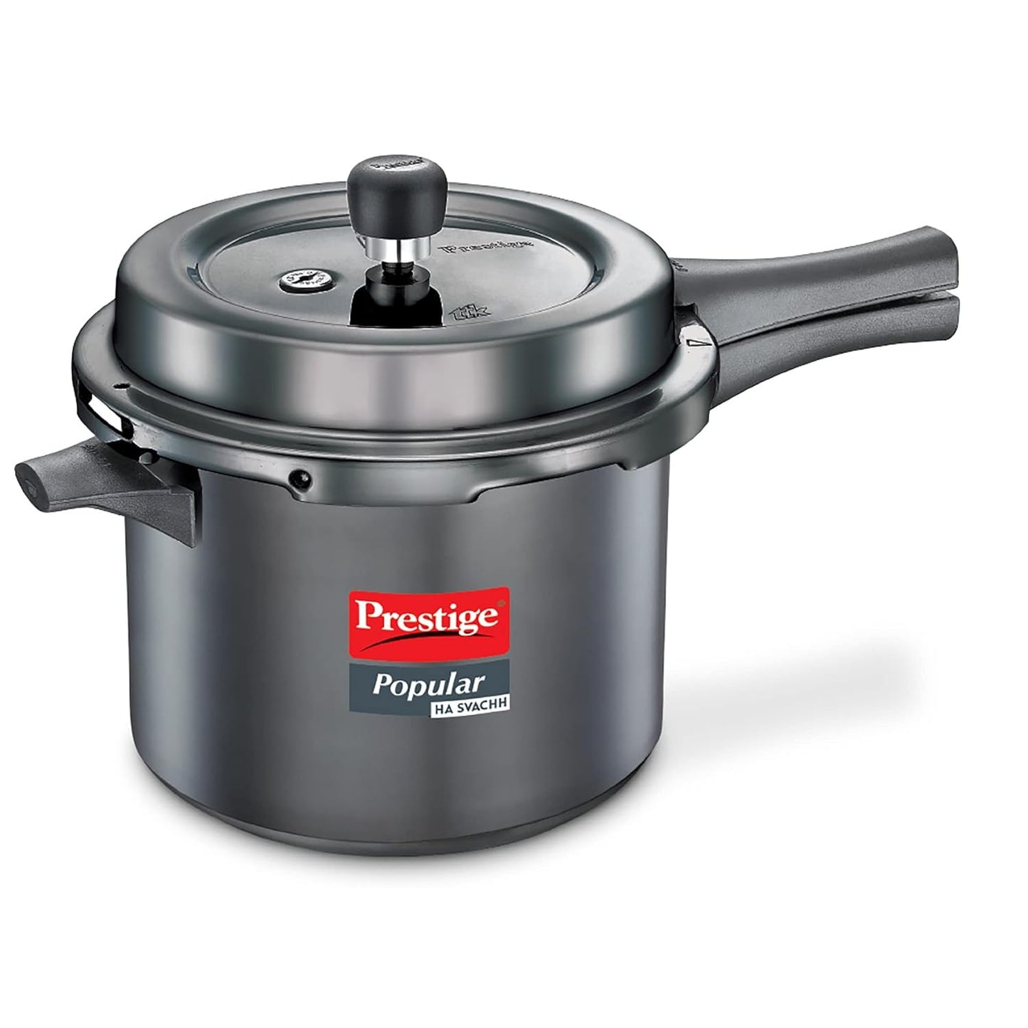 Prestige Popular Svachh Hard Anodised Pressure Cooker( Black, Deep Lid-Controls Spillage)