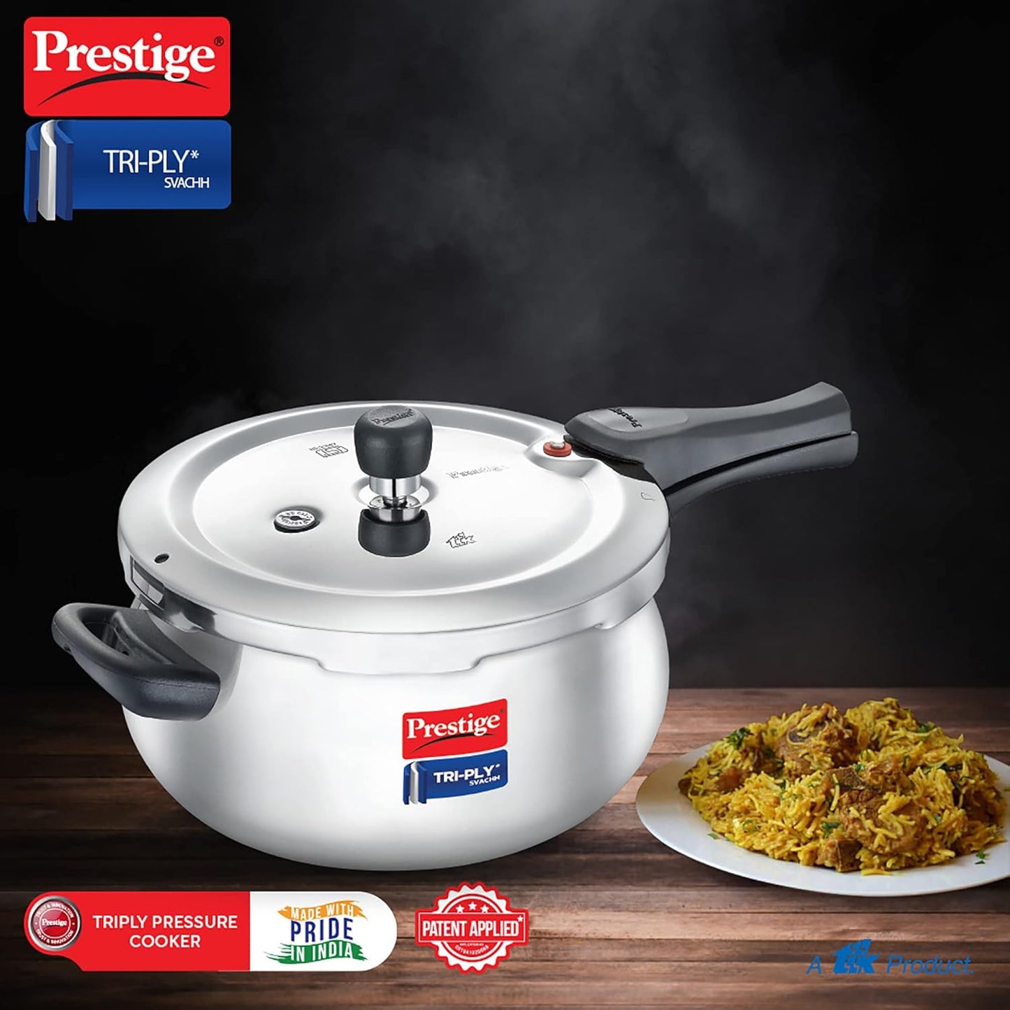 Prestige Svachh Tri-Ply handi pressure cooker(outer lid)|Deep Lid for spillage control|Metallic Safety Plus|5 years warranty