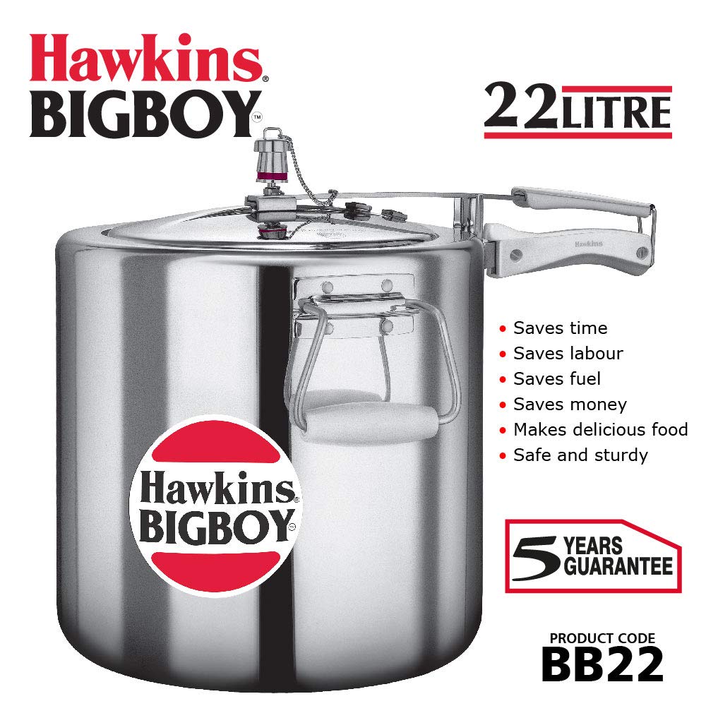 Hawkins Bigboy Aluminum Pressure Cooker, 22 Litres