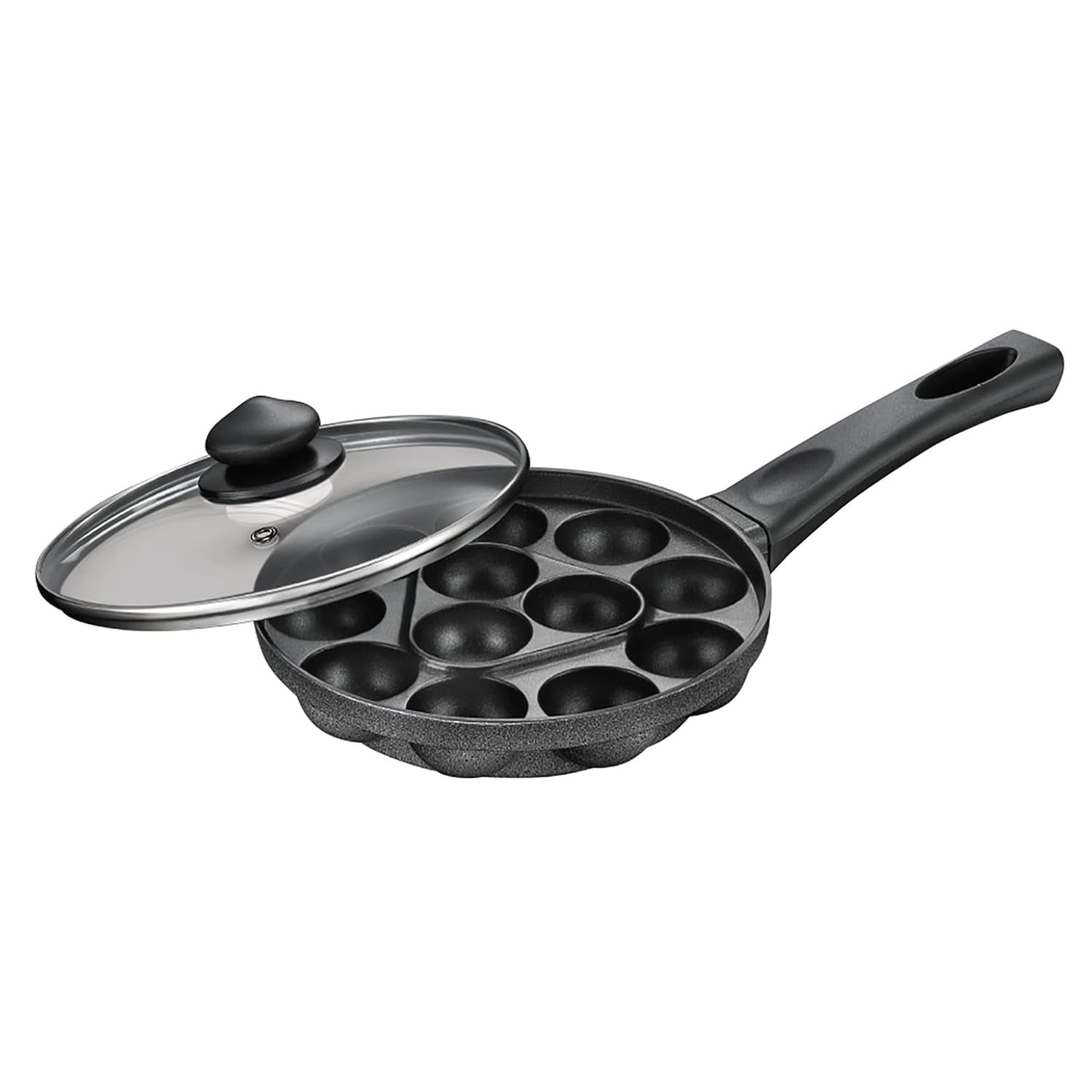 Prestige Omega Select Plus Non-Stick Paniyarakkal with lid (Appe Maker)|12 pits| 20cm|Residue Free Coating |Metal Spoon Friendly