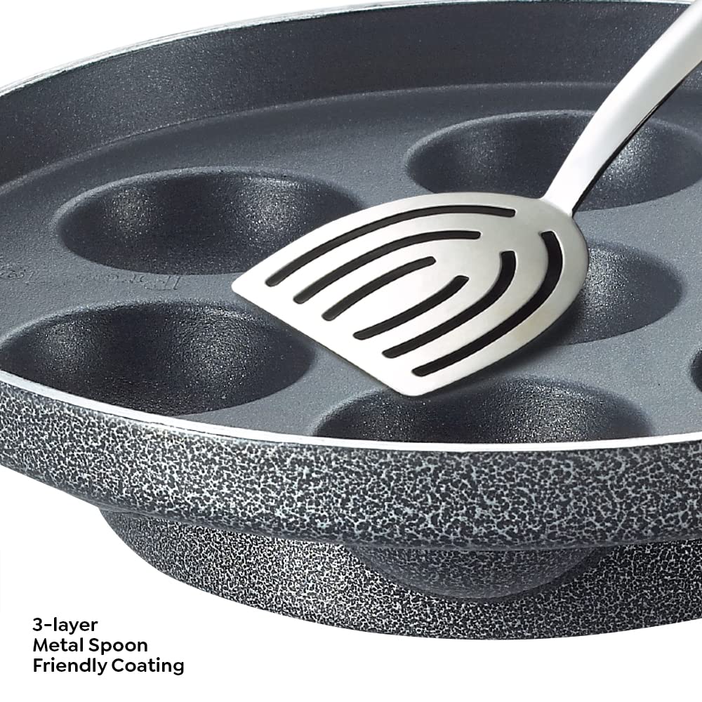 Prestige Omega Select Plus Non Stick Paniyarakkal | Black  |Residue Free Coating |Metal Spoon Friendly | Ergonomic Handle