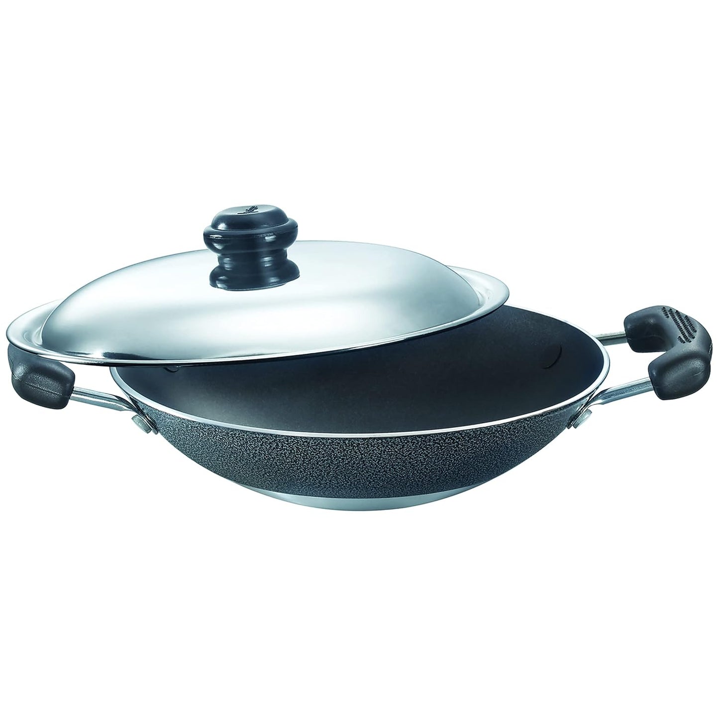 Prestige Omega Select Plus Non-Stick Deep Appachetty with Lid | Black | 20 cm | Residue Free | Scratch Resistant | Comfortable Grip | Spoon Friendly