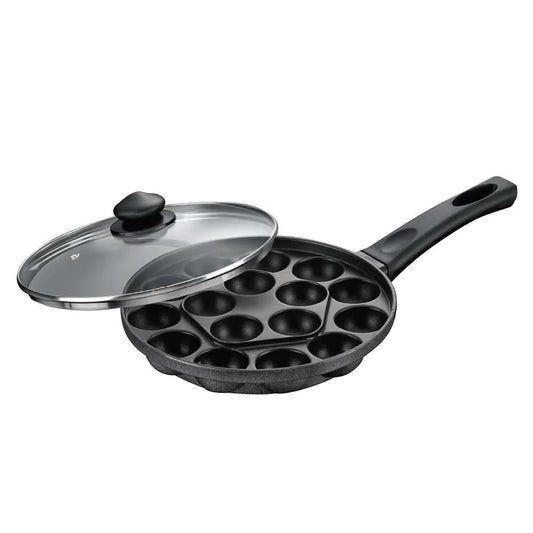 Prestige Omega Select Plus Non-Stick Paniyarakkal with lid (Appe Maker)|16 pits| 24cm|Residue Free Coating |Metal Spoon Friendly