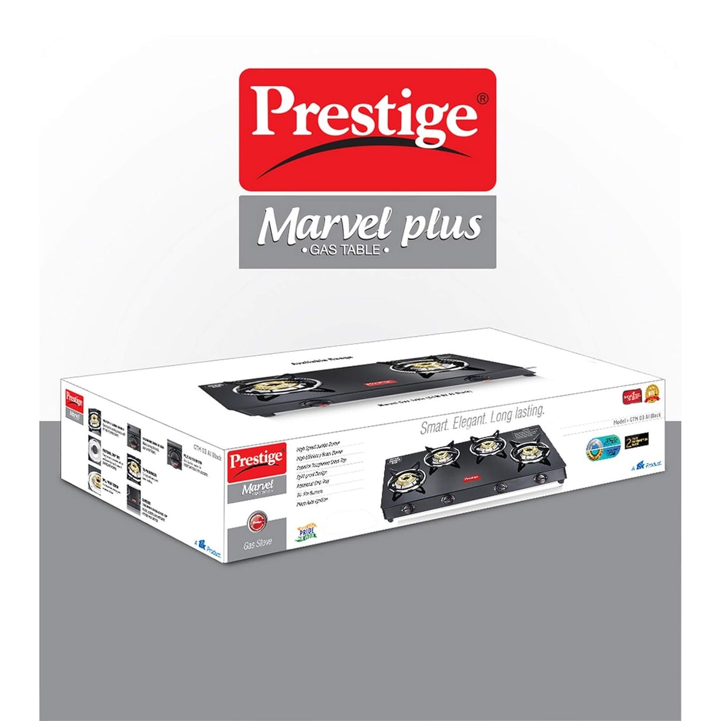 Prestige Marvel Plus Gas Stove GTM 04 - Black, Manual, 4 Burner