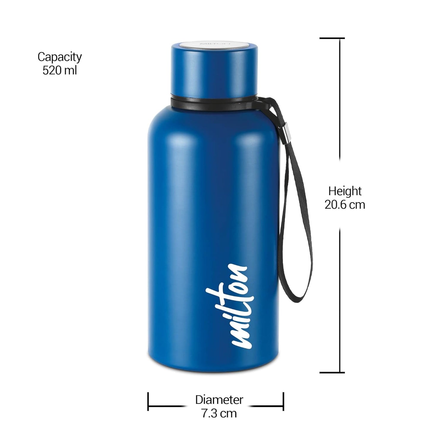 MILTON Aura Thermosteel Bottle,  Water Bottles, 24 Hours Hot and Cold, Easy to Carry, Easy Grip, Rust Proof, Tea, Coffee, Office, Travel Bottle,