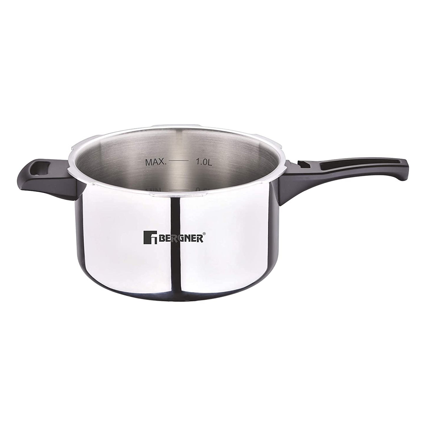 Bergner Argent Elements Triply Stainless Steel Outer Lid Pressure Cooker, Triply Bottom Pressure Cooker, Safety Gasket and GRS, Mirror Finish, Induction Bottom and Gas Ready - Silver