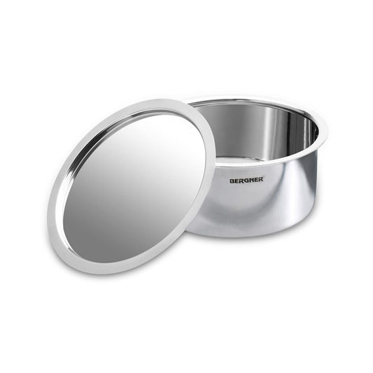 Bergner Argent TriPly Stainless Steel Tope with Stainless Steel Lid, Topia/Patila with Stainless Steel Lid, Food Safe, Durable, Dishwasher Safe, Induction and Gas Ready