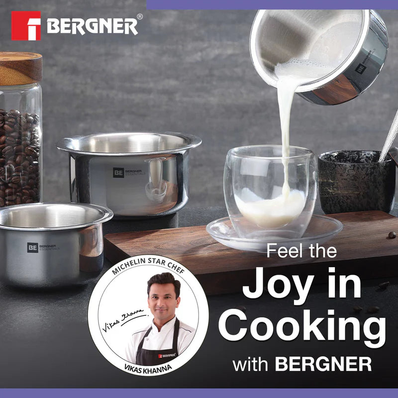 Bergner BE Bergner Essentials Tri-Ply Stainless Steel Junior Tope Set of 3 Pcs Set - Induction Bottom (5-Year Warranty)