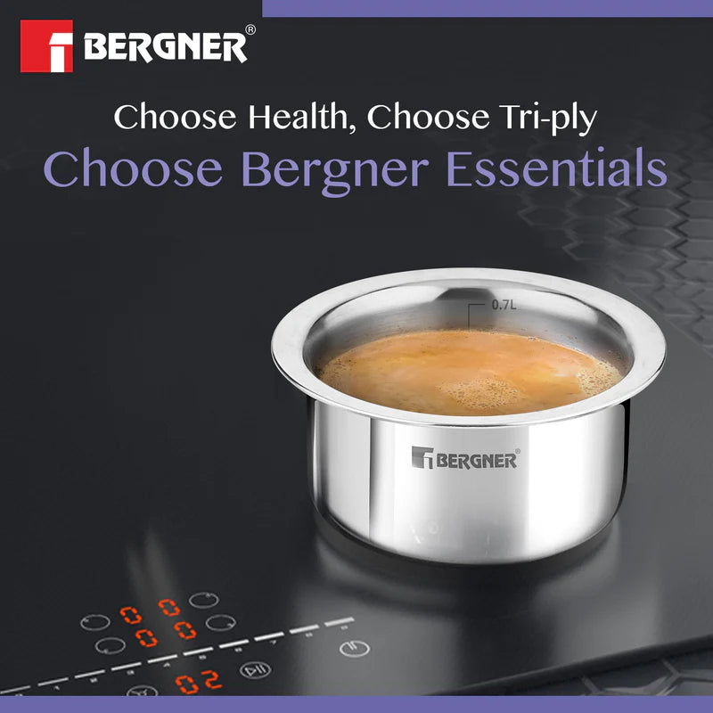 Bergner BE Bergner Essentials Tri-Ply Stainless Steel Junior Tope Set of 3 Pcs Set - Induction Bottom (5-Year Warranty)