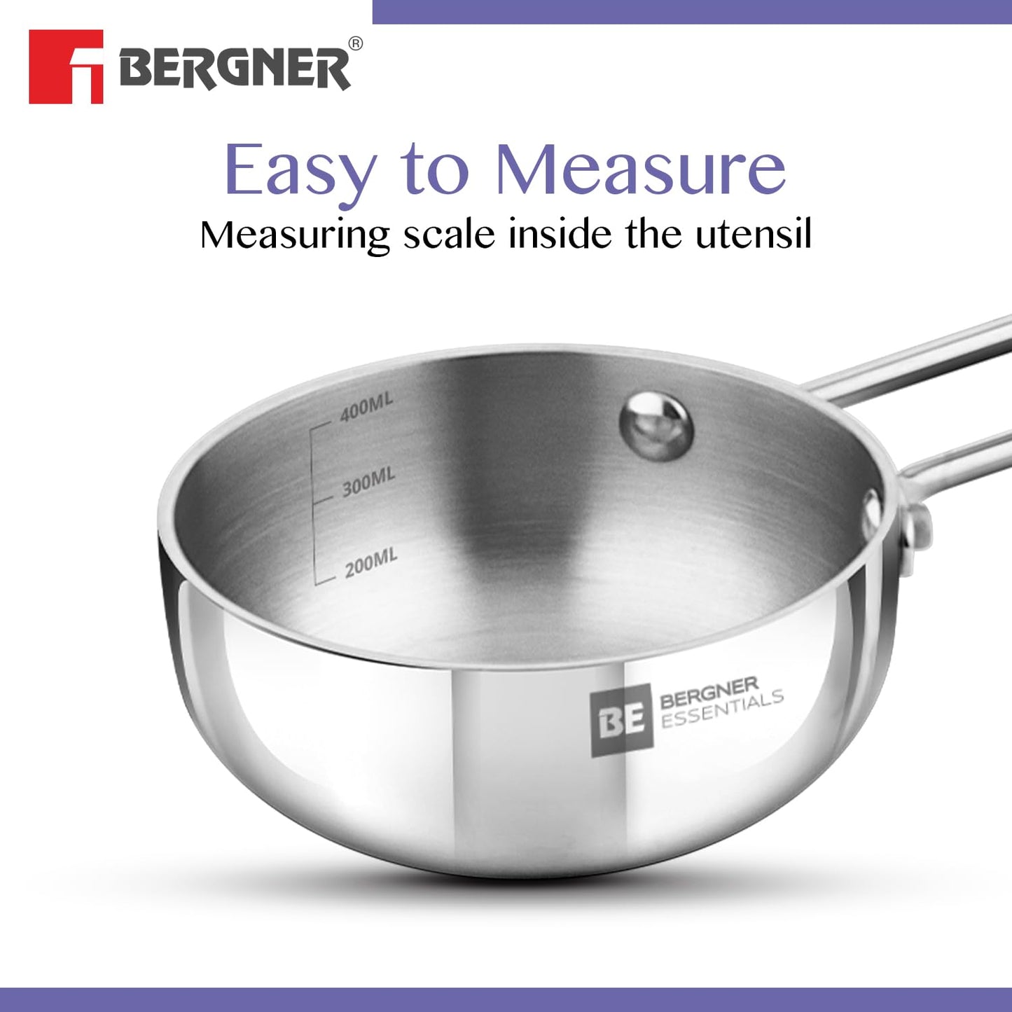 Bergner BE Bergner Essentials Tri-Ply Stainless Steel Tadka Pan - Induction Bottom (5-Year Warranty)