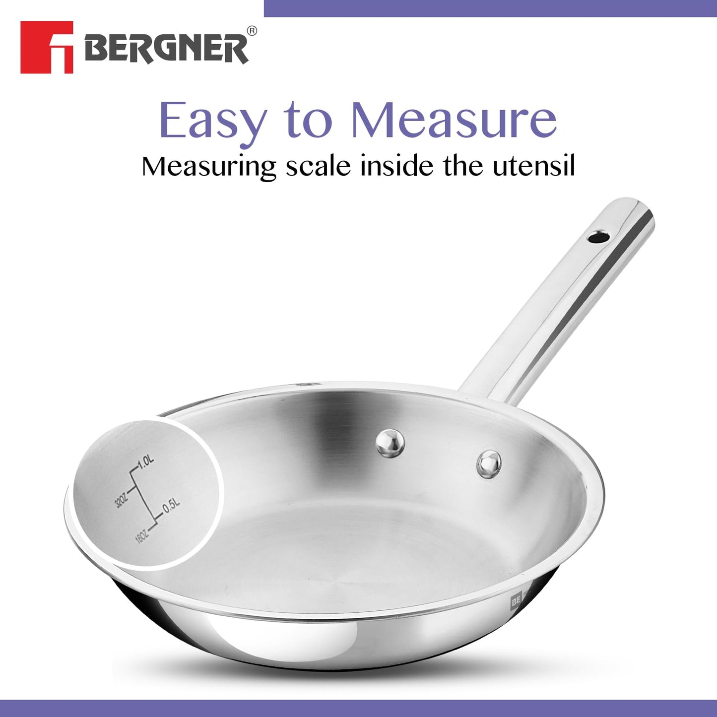 Bergner BE Bergner Essentials TriPly Stainless Steel Frypan - Induction Bottom (5-Year Warranty)