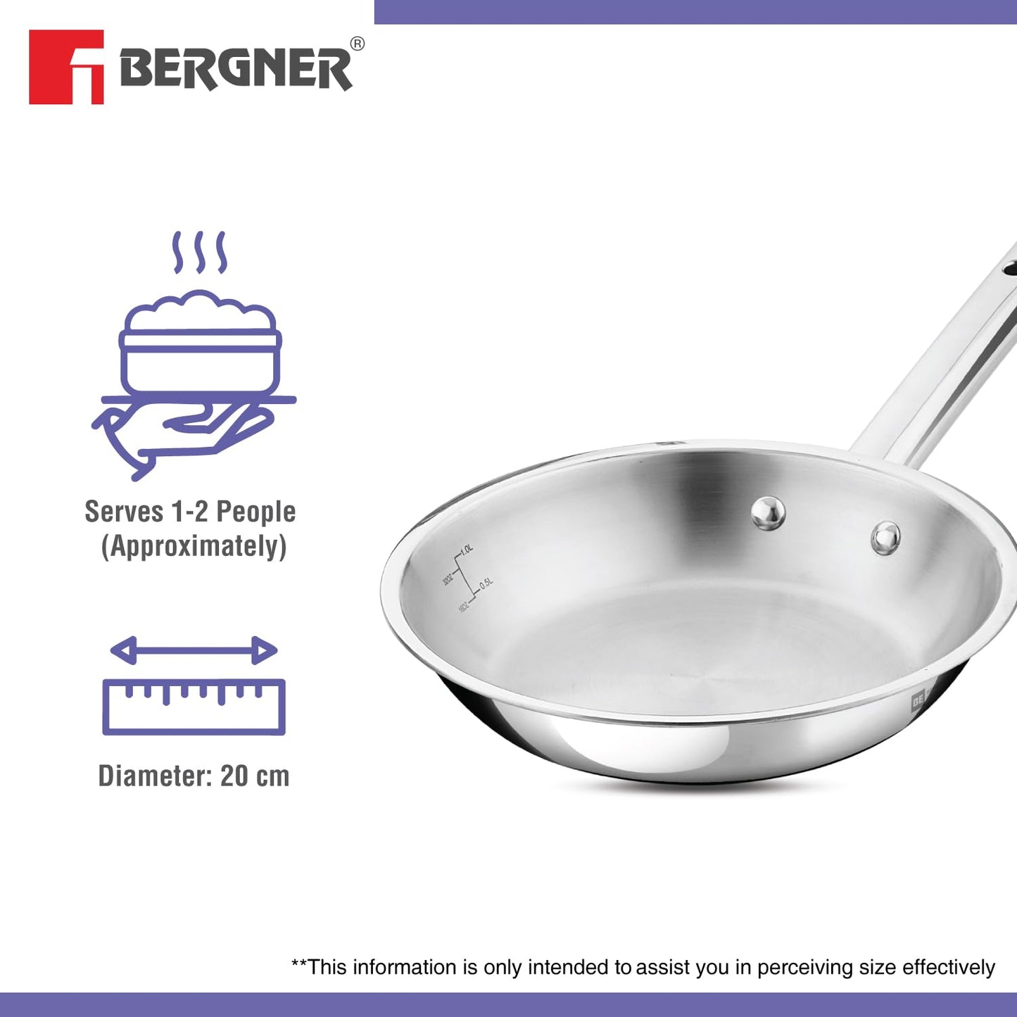 Bergner BE Bergner Essentials TriPly Stainless Steel Frypan - Induction Bottom (5-Year Warranty)