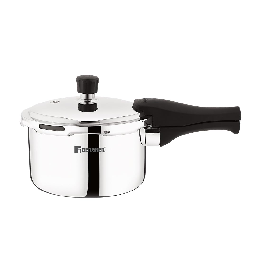 Bergner Trimax Stainless Steel  Outer Lid Pressure Cooker | Silver Steel Cooker | Durable Triply Construction | Easy Locking | Silicone Gasket | Induction & Gas Ready