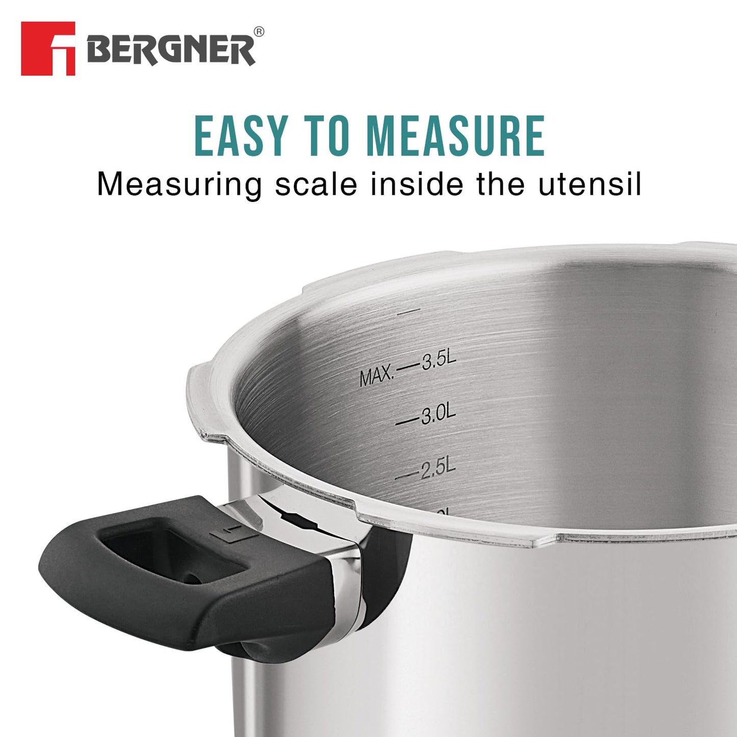 Bergner Tri-Max TriPly Multi Combo of TriPly Pressure Cooker + Pressuer Pan with Common Lid and Steamer with Flat Glass Lid, Durable, Ergonomic Handle, Induction Bottom and Gas Stove Ready