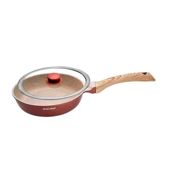 MACCLITE Non Stick  Induction Bottom Butter Scotch Deep Frying Pan 20 cm with Glass Lid