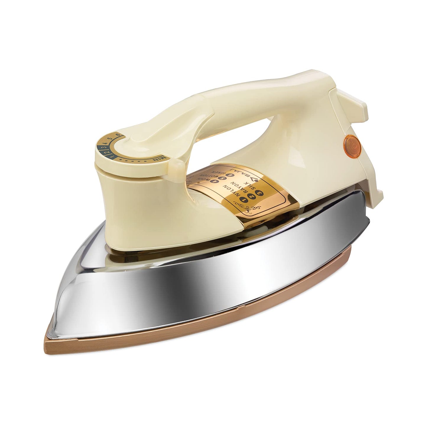 Bajaj DHX-9 1000W Heavy Weight Dry Iron with Advance Soleplate and Anti-Bacterial German Coating Technology, Ivory