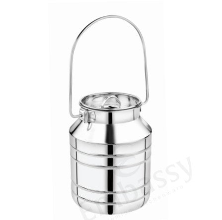 Embassy BOMBAY OIL CAN | Stainless Steel Milk Can, Oil Can, Milk Barni, Ghee Storage Can, Silver Stainless Steel Milk Storage Can with Lid