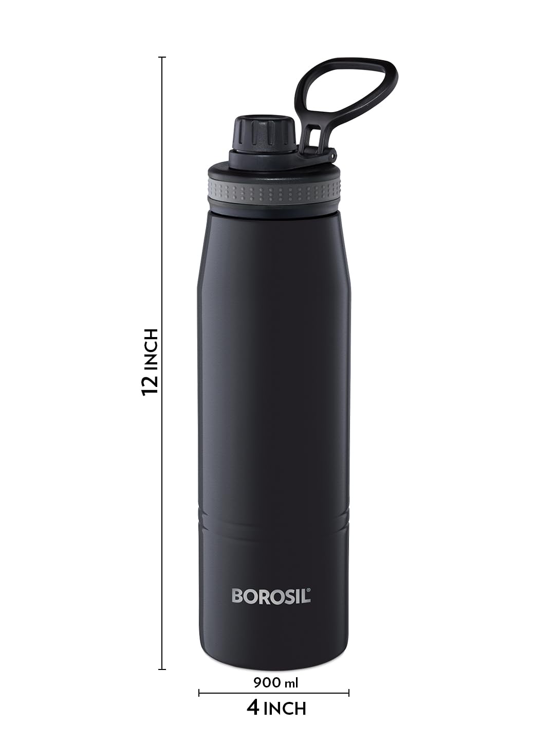 Borosil Hydra Gosports Stainless Steel 900 ml Water Bottle | Double Wall Vacuum Insulated | 14 Hours Hot & 18 Hours Cold | Leakproof, BPA Free | 1 Year Warranty,