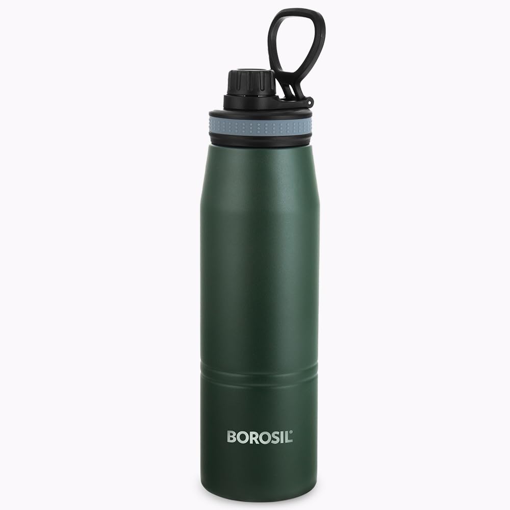 Borosil Hydra Gosports Stainless Steel 900 ml Water Bottle | Double Wall Vacuum Insulated | 14 Hours Hot & 18 Hours Cold | Leakproof, BPA Free | 1 Year Warranty,