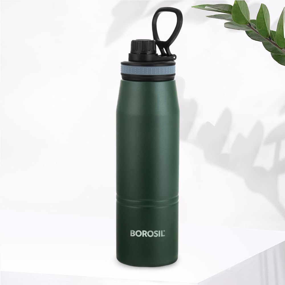 Borosil Hydra Gosports Stainless Steel 900 ml Water Bottle | Double Wall Vacuum Insulated | 14 Hours Hot & 18 Hours Cold | Leakproof, BPA Free | 1 Year Warranty,