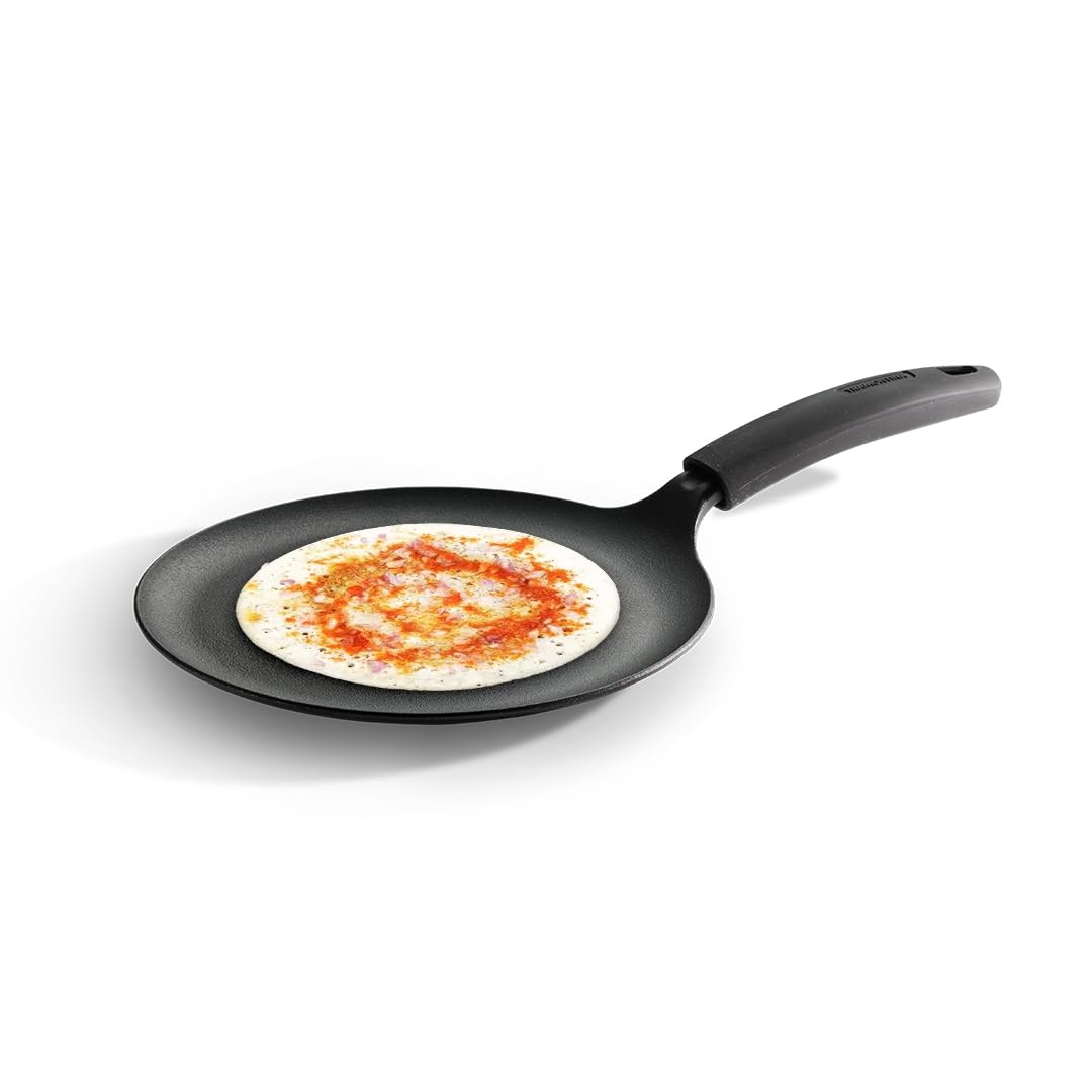 Tramontina Titanex Pre-Seasoned Cast Iron Dosa Tawa – Non-Toxic, Induction Compatible, Heat-Resistant Non-Slip Grip, Natural Stone Finish, Raised Side for Spill-Free Cooking, Long Heat Retention