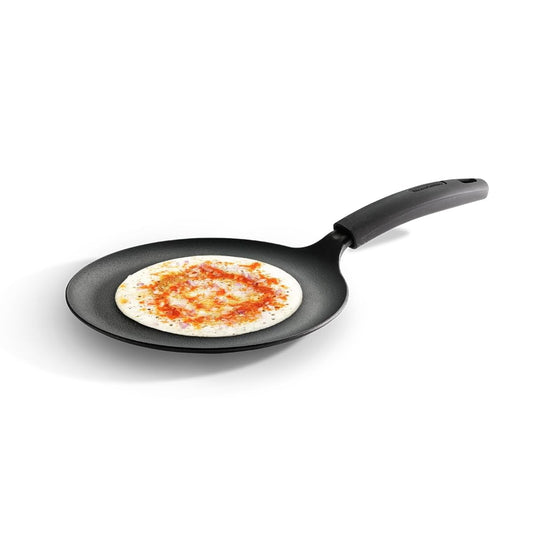 Tramontina Titanex Pre-Seasoned Cast Iron Dosa Tawa – Non-Toxic, Induction Compatible, Heat-Resistant Non-Slip Grip, Natural Stone Finish, Raised Side for Spill-Free Cooking, Long Heat Retention