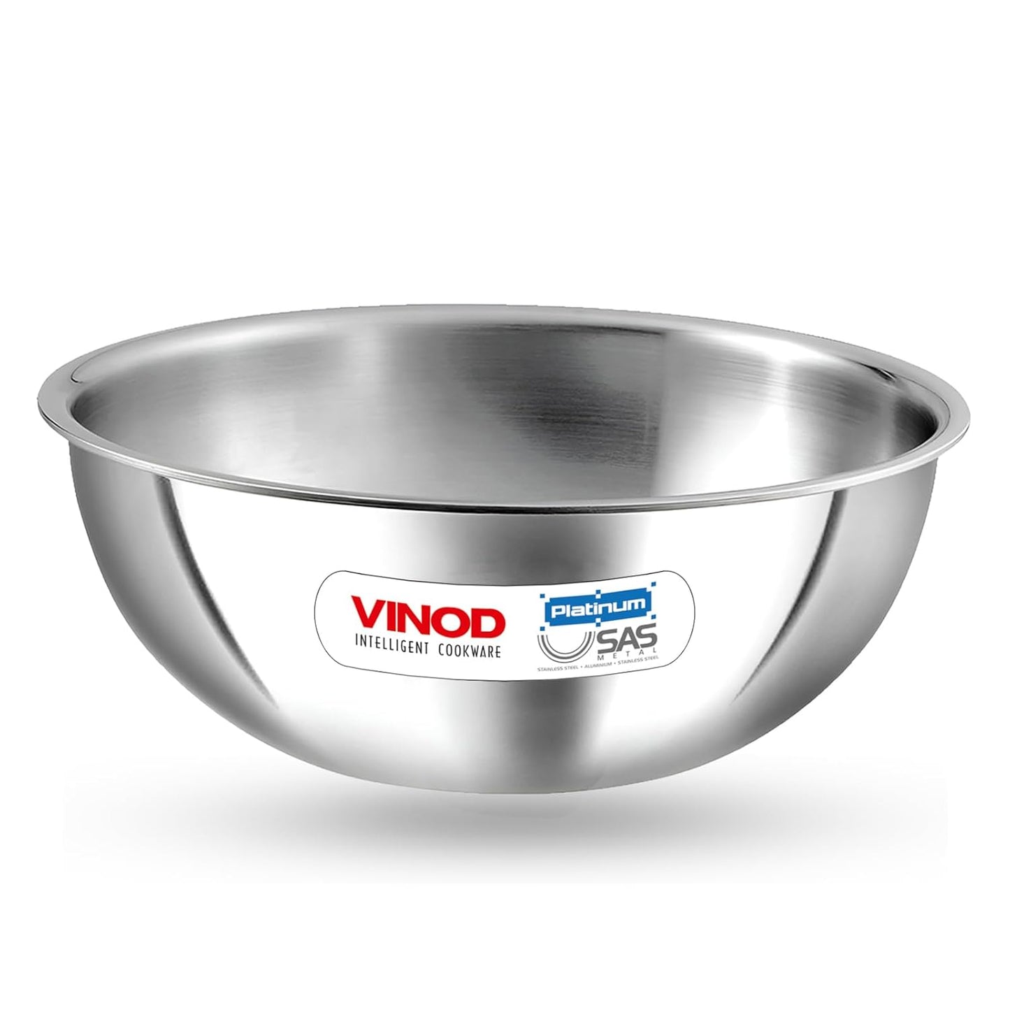 Vinod Platinum Triply Stainless Steel Extra Deep Tasla | 2.5 mm Thick | Steel Kadai |5 Year Warranty | Induction & Gas Friendly, Heavy Bottom - Silver