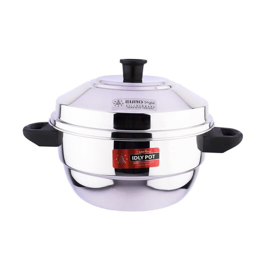 Eurostyle Compact 12 Deluxe Heavy Stainless Steel Idly Pot Cookware for Idli, Idiyappam, Dhokla & Vegetable Steamer 3 Idly Plates (12 idlis), 1 Steamer Plate (EUS_Comp_12_D)