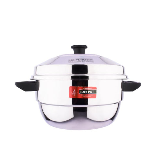 Eurostyle Compact Deluxe -15 Stainless Steel Idli Cookware & Steamer - Idli, Idiyappam, Dhokla & Vegetable Steamer(2in 1) 3 Idli Plates (15 idlis) &1 Steamer(Stainless Steel) - EUS_Comp_15_D