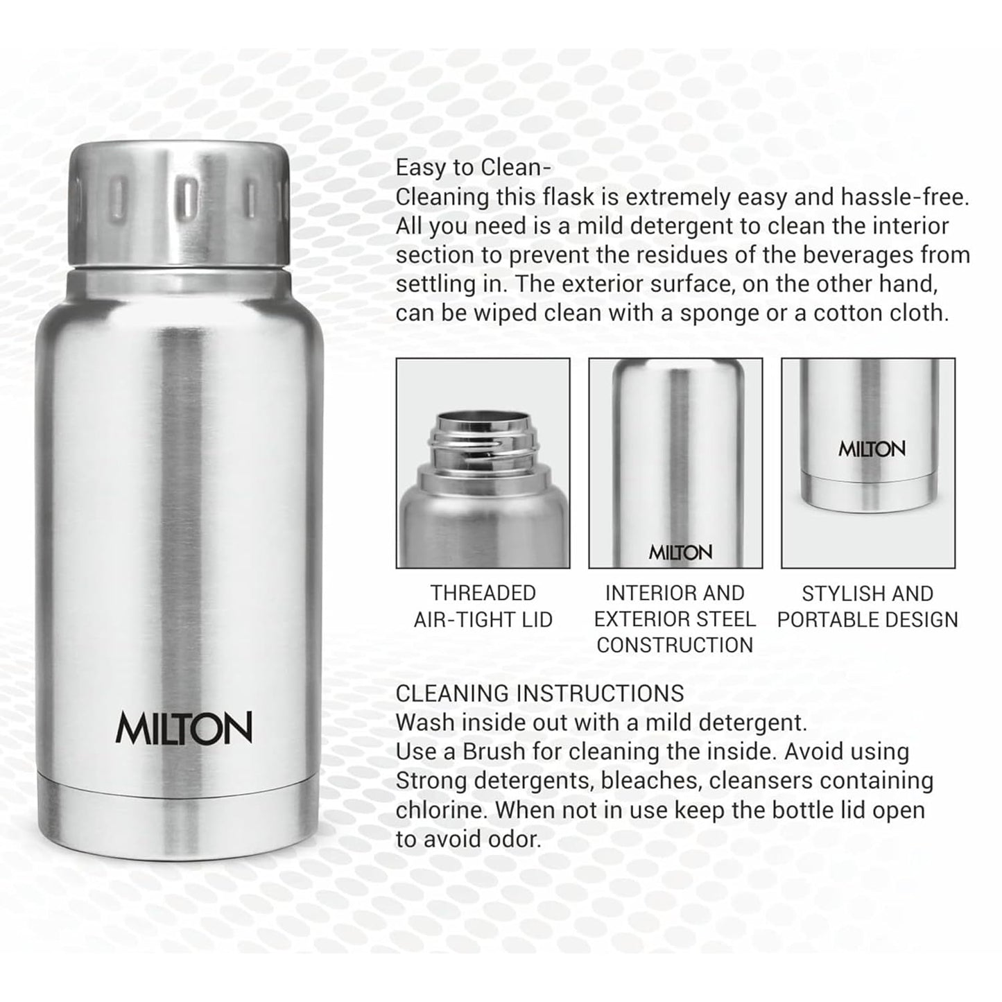 Milton Elfin Thermosteel 24 Hours Hot and Cold Water Bottle,| Leak Proof | Easy to Carry | Office Bottle | Hiking | Trekking | Travel Bottle | Gym | Home | Kitchen Bottle