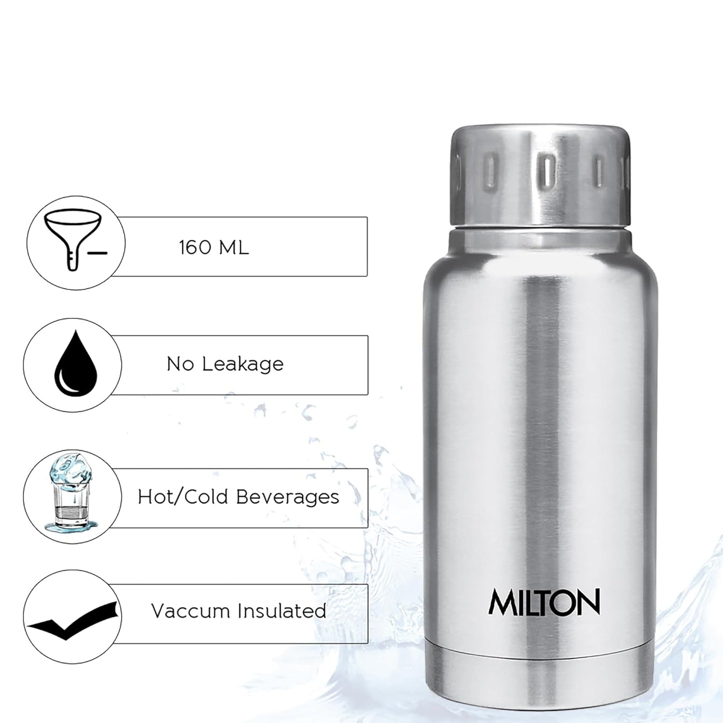 Milton Elfin Thermosteel 24 Hours Hot and Cold Water Bottle,| Leak Proof | Easy to Carry | Office Bottle | Hiking | Trekking | Travel Bottle | Gym | Home | Kitchen Bottle