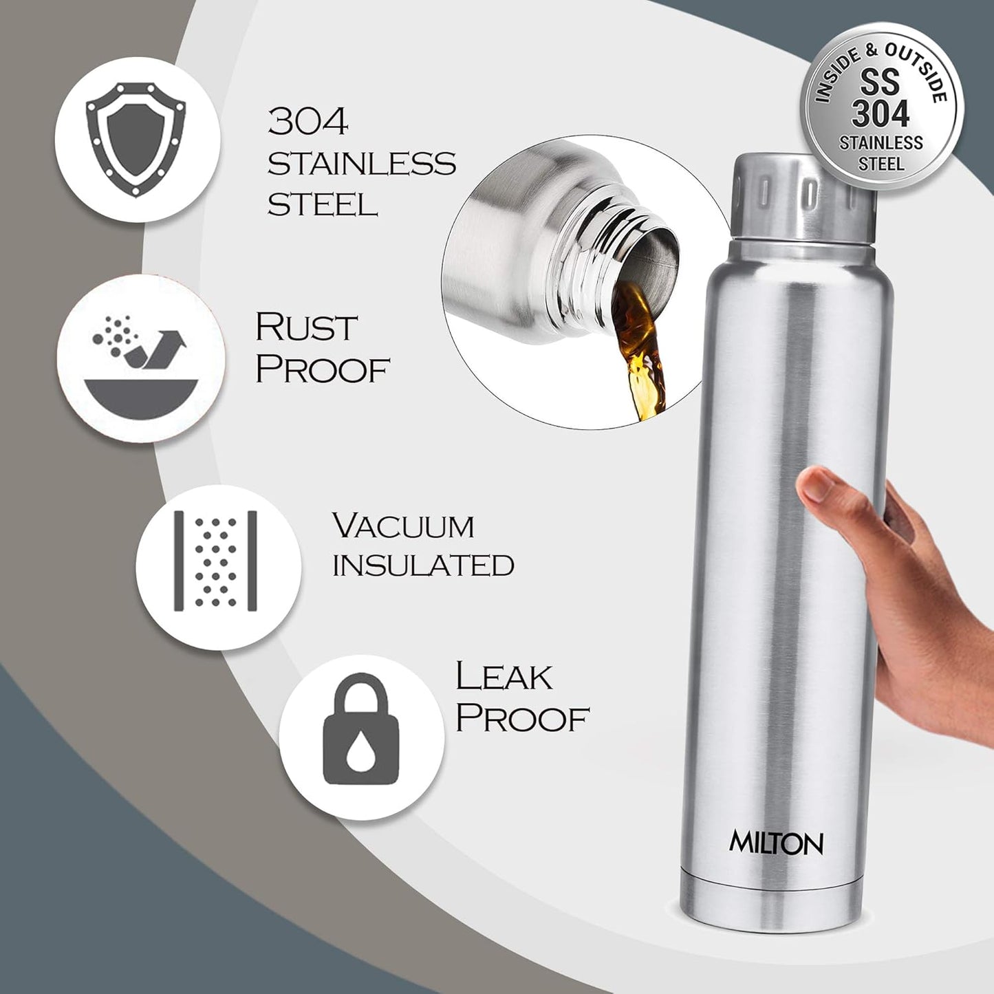 Milton Elfin Thermosteel 24 Hours Hot and Cold Water Bottle,| Leak Proof | Easy to Carry | Office Bottle | Hiking | Trekking | Travel Bottle | Gym | Home | Kitchen Bottle