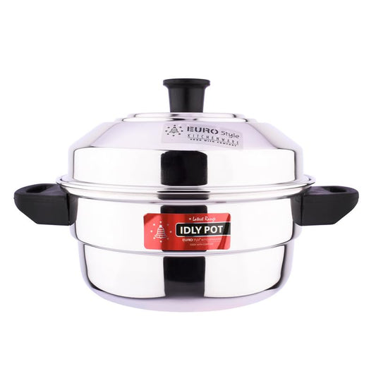 Eurostyle Royal Deluxe 8 Stainless Steel Idly Cookware, 2 Idly Plates (8 idlis) & 1 Steamer Plate, 2 L capacity With 3 Years Warranty (Stainless Steel,EUS_Royal_8_S)