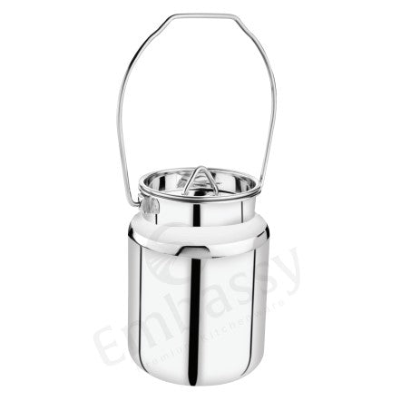 Embassy Stainless steel Ghee/Oil/Milk Barni / Milk Pot (FRENCH MILK BARNI (WITH HANDLE))