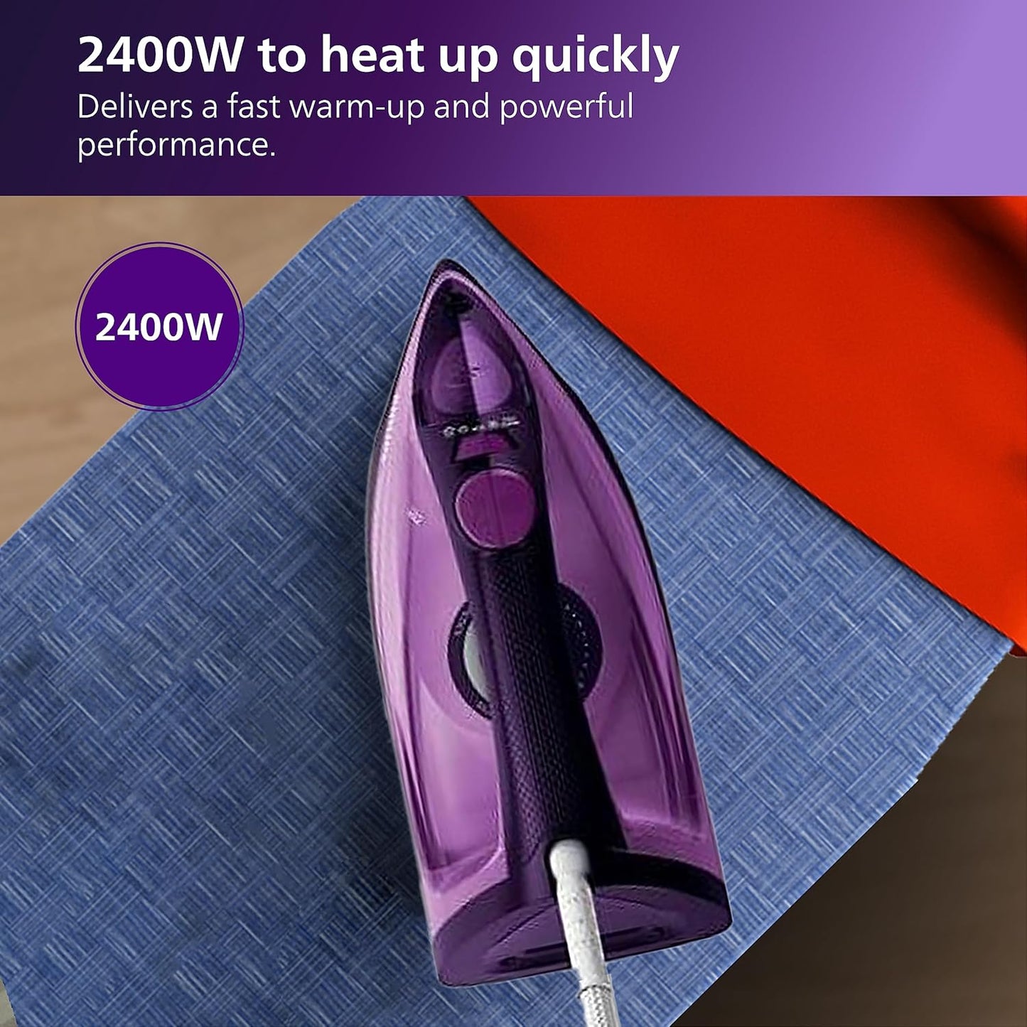 PHILIPS Easyspeed Plus Steam Iron Gc2147/30-2400 Watts, Quick Heat Up With Up To 30 G/Min Steam, 150G Steam Boost, Scratch Resistant Ceramic Soleplate, Vertical Steam, Drip-Stop