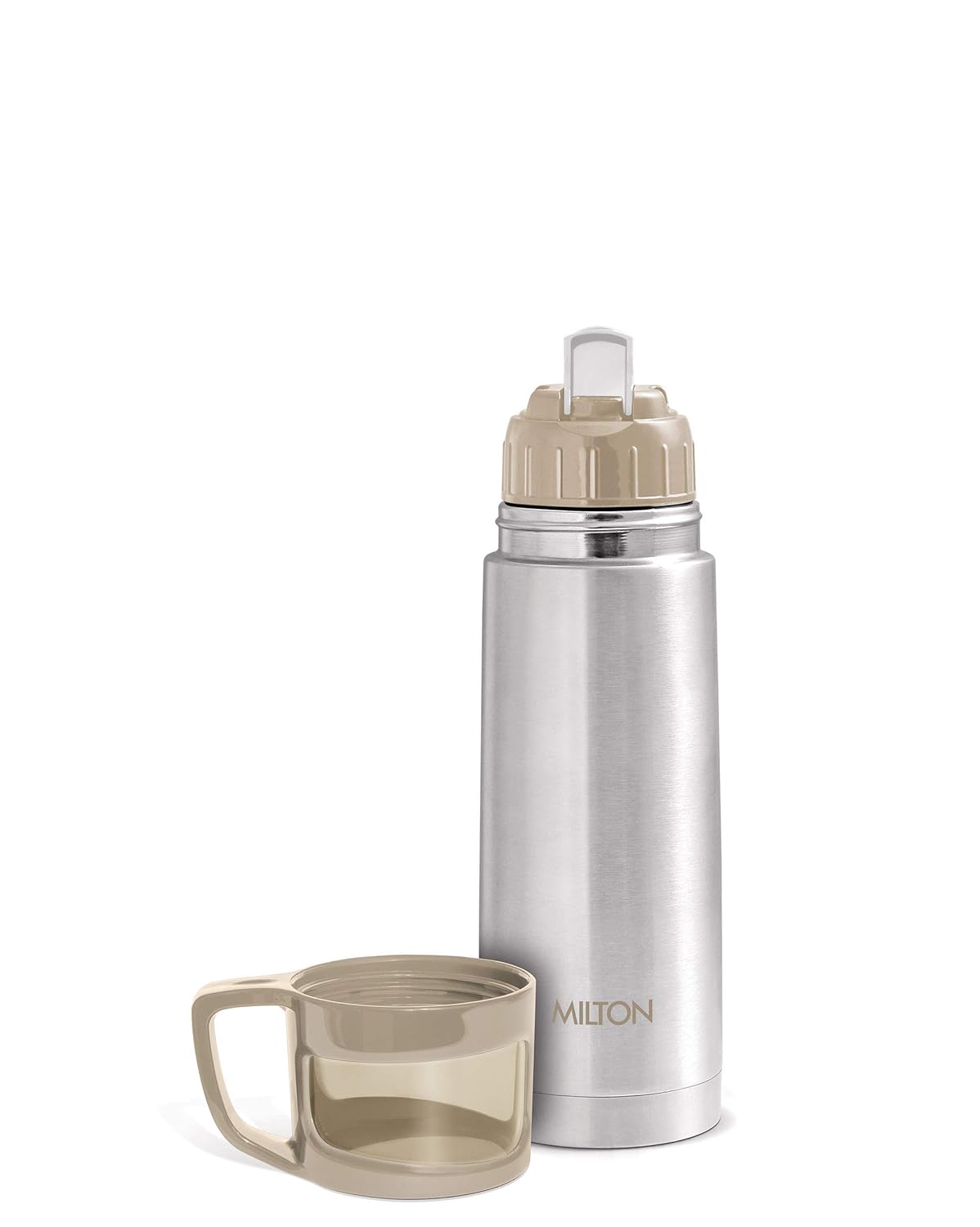 MILTON Glassy 350 Thermosteel Vacuum Insulated Double Walled Flask with Drinking Cup lid & Jacket, 350 ml Water Bottles,24 Hours Hot & Cold, Easy to Carry,Rust Proof, Tea, Coffee, Travel Bottle