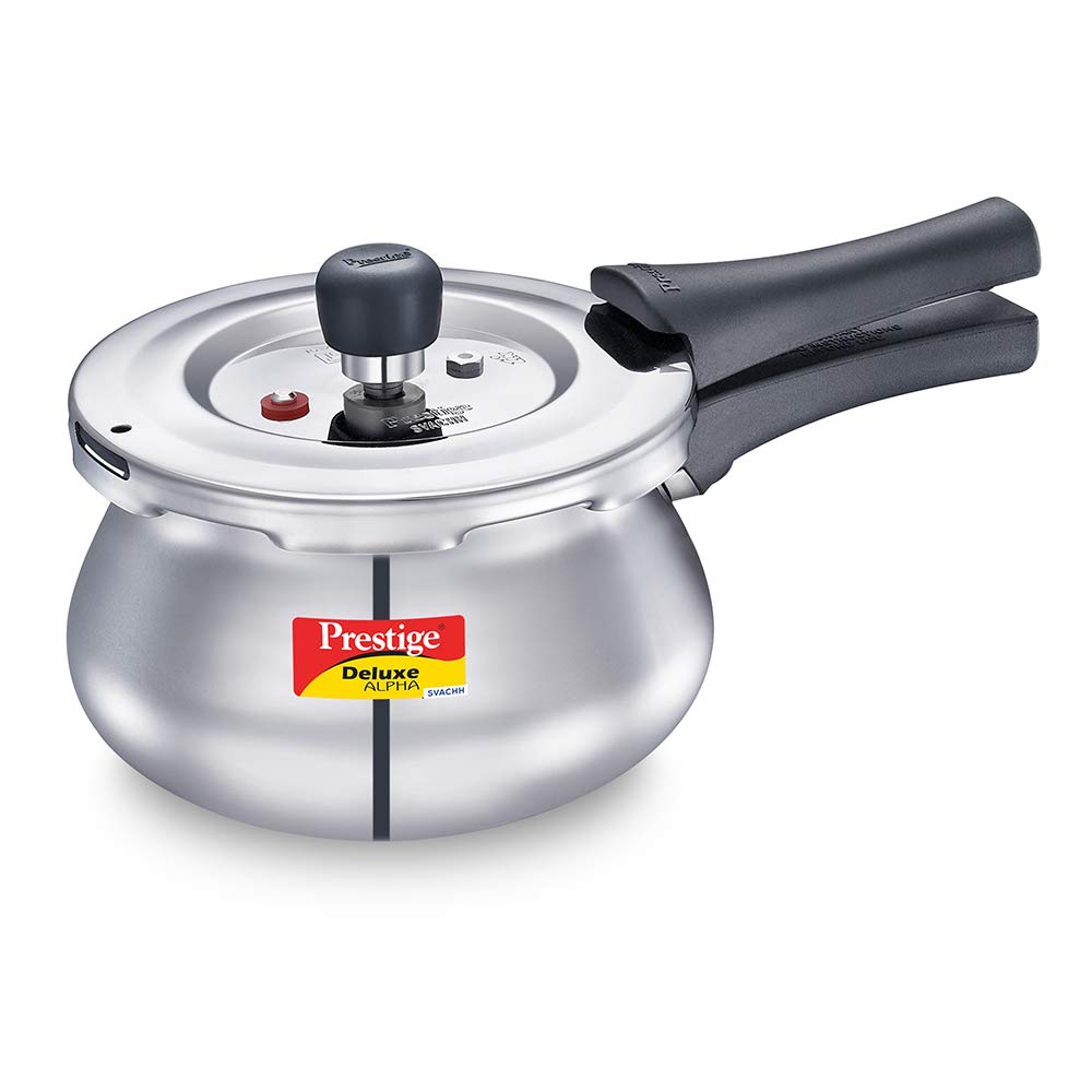 Prestige Svachh Alpha  Pressure Handi With Deep Lid For Spillage Control, Stainless Steel, Silver, Outer Lid