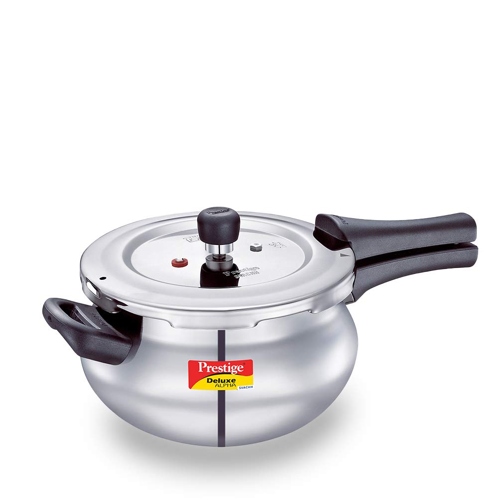 Prestige Svachh Alpha  Pressure Handi With Deep Lid For Spillage Control, Stainless Steel, Silver, Outer Lid