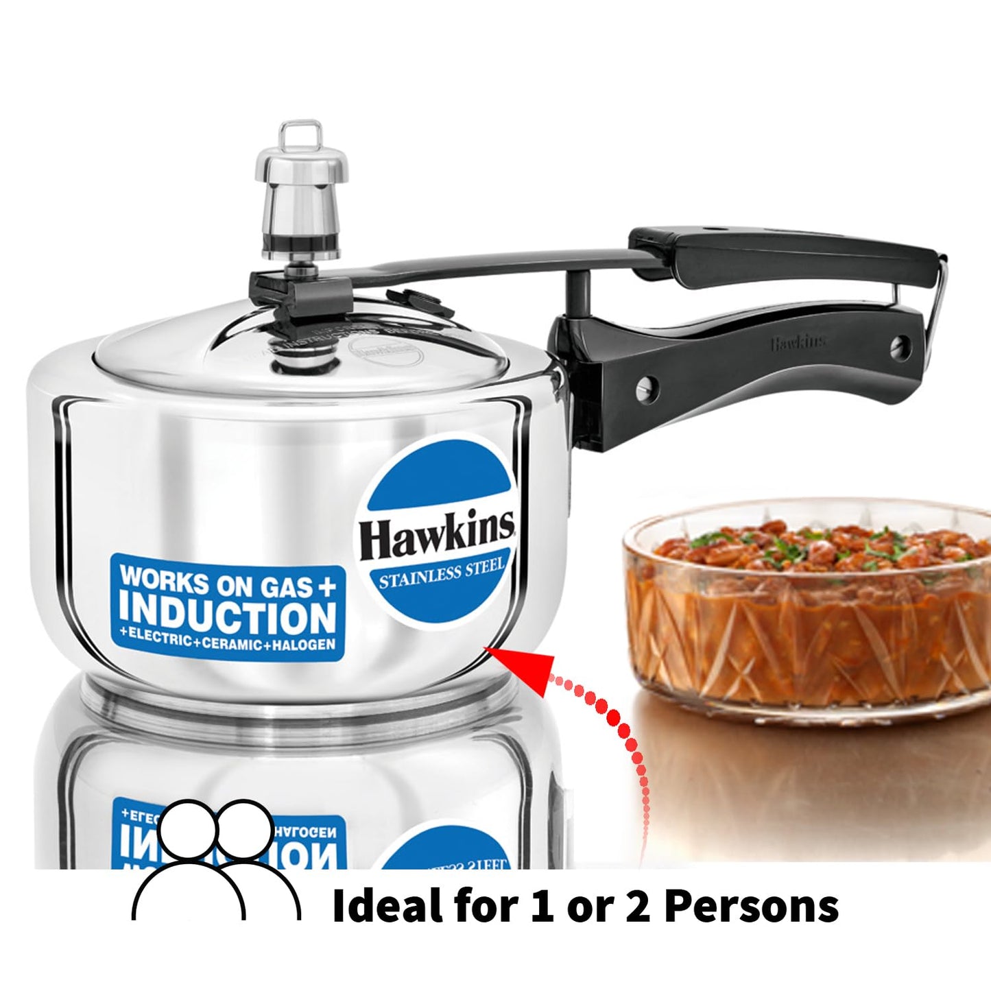 Hawkins 1.5 Litre Pressure Cooker, Stainless Steel Inner Lid Cooker, Induction Cooker, Small Cooker, Silver (HSS15)