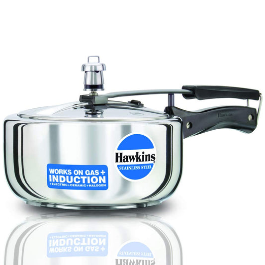 Hawkins 3 Litre Inner Lid Pressure Cooker, Stainless Steel Cooker, Wide Design Pan Cooker, Induction Cooker, Silver (HSS3W)