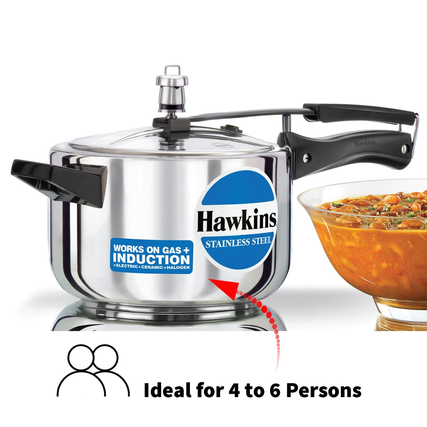 Hawkins 4 Litre Pressure Cooker, Stainless Steel Inner Lid Cooker, Induction Cooker, Silver (HSS40)