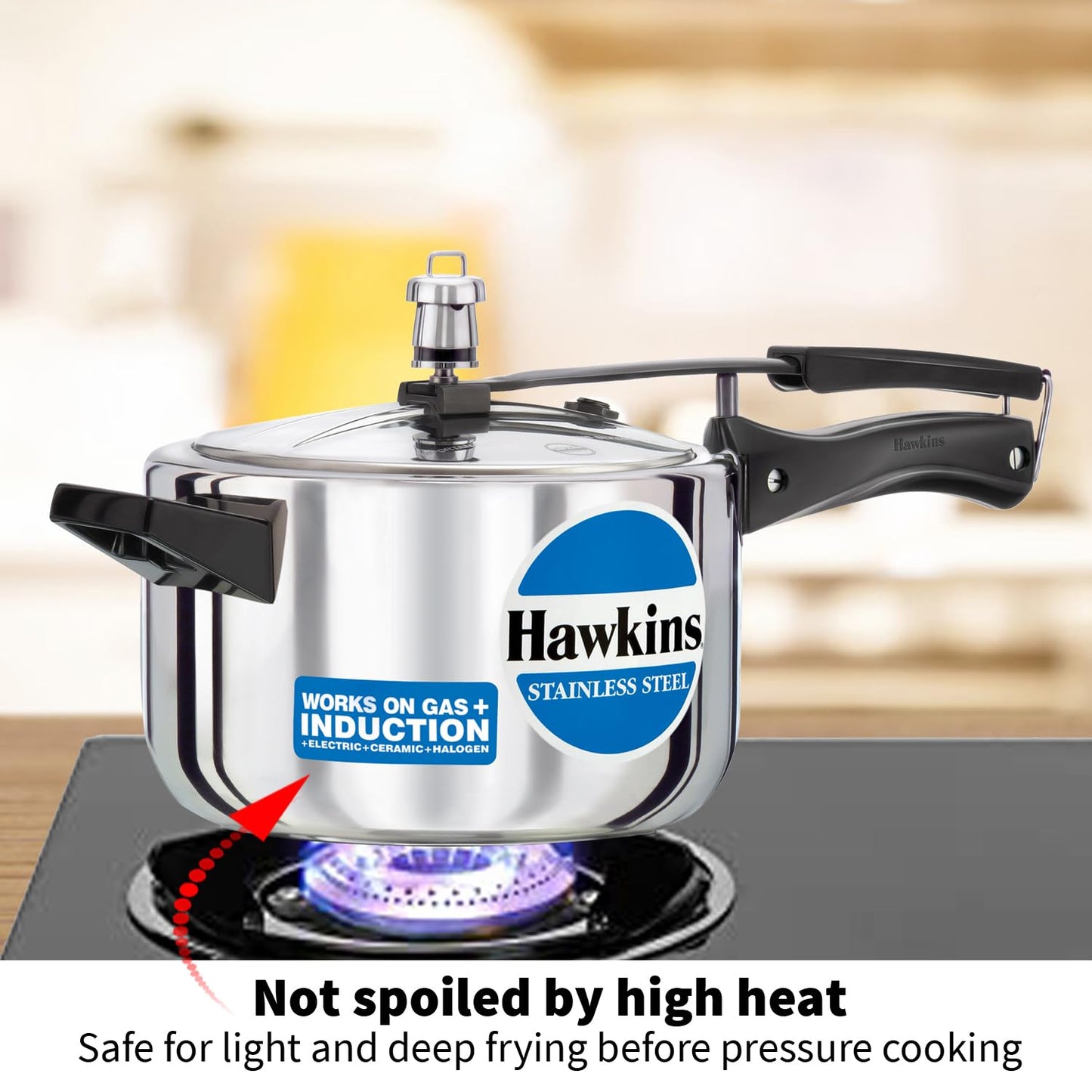 Hawkins 4 Litre Pressure Cooker, Stainless Steel Inner Lid Cooker, Induction Cooker, Silver (HSS40)